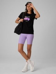 4F Legginsy kolarki z prążkowanej dzianiny damskie - fioletowe M. Fioletowe legginsy 4f, m, bez wzorów, z dzianiny, z podwyższonym stanem. Za 79.99 zł.