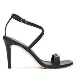 Sandały MICHAEL Michael Kors. Czarne sandały MICHAEL Michael Kors, bez wzorów, ze lnu, bez obcasa, na szpilce, bez zapięcia. Za 469.99 zł.