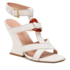 Sandały Alberta Ferretti. Białe sandały Alberta Ferretti, bez wzorów, bez obcasa, na koturnie, bez zapięcia. Za 1,949.00 zł.