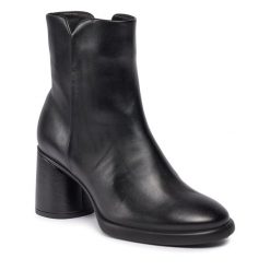 Botki ECCO. Czarne botki ecco, bez wzorów, bez obcasa, na słupku, bez zapięcia. Za 869.99 zł.