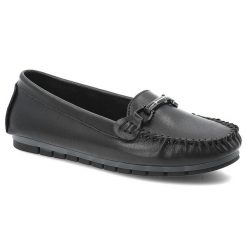 Czarne Mokasyny S.Barski Wygodne Obuwie Damskie. Czarne mokasyny S.BARSKI, bez wzorów, ze skóry, bez obcasa. Za 144.99 zł.