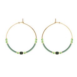 Kolczyki koła z zielonymi japońskimi koralikami Miyuki. Zielone kolczyki Lilou, z turkusem, ze stali. Za 149.00 zł.