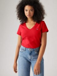 Levi's Koszulka w kolorze czerwonym rozmiar: S. Czerwone bluzki Levi's®, s, bez wzorów, z bawełny, bez kołnierzyka, bez ramiączek. Za 60.95 zł.