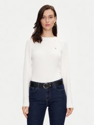 Tommy Hilfiger Sweter WW0WW41142 Biały Regular Fit. Białe swetry TOMMY HILFIGER, l, bez wzorów, z bawełny, bez ramiączek. Za 369.99 zł.