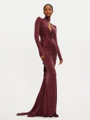 Elisabetta Franchi Sukienka wieczorowa AB-616-46E1-V800 Bordowy Regular Fit. Czerwone sukienki Elisabetta Franchi, bez wzorów, z syntetyku, wizytowe, bez kołnierzyka, bez ramiączek. Za 3,039.00 zł.
