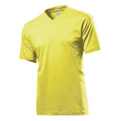 Koszulka Unisex Dla Dorosłych Z Klasycznym Dekoltem W Szpic. Żółte bluzki STEDMAN, bez wzorów, klasyczne, bez kołnierzyka, bez ramiączek. Za 43.99 zł.