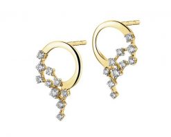 Kolczyki z żółtego złota z brylantami - 0,25 ct - próba 585. Żółte kolczyki Apart, z brylantem, złote. W wyprzedaży za 2,093.00 zł.