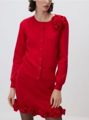 Kardigan z aplikacją - czerwony. Czerwone kardigany Reserved, l, z aplikacjami, z dzianiny. Za 139.99 zł.