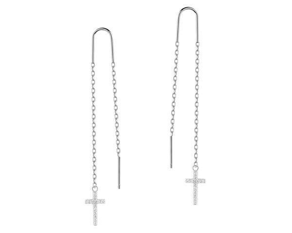 Kolczyki srebrne z cyrkoniami - krzyże. Szare kolczyki Apart, z cyrkonią, srebrne. Za 149.00 zł.