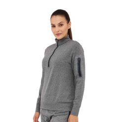 Bluza damska wełniana z krótkim ekspresem Brubeck OUTDOOR MERINO. Szare bluzy Brubeck, s, bez wzorów, z elastanu, bez kaptura. Za 299.00 zł.