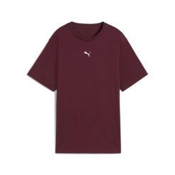 Damska koszulka o luźnym kroju ESS PUMA Ruby Shimmer Red. Czerwone bluzki Puma, bez wzorów, sportowe, bez kołnierzyka, bez ramiączek. Za 99.00 zł.