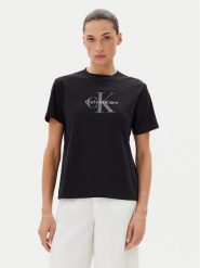 Calvin Klein Jeans T-Shirt Hero LV047B865G Czarny Regular Fit. Czarne t-shirty Calvin Klein Jeans, m, bez wzorów, z bawełny, bez kołnierzyka, bez ramiączek. Za 199.99 zł.