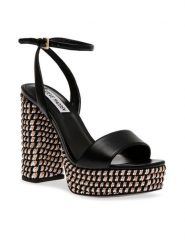 Steve Madden Sandały La verne Sandal SM11002976-02002-001 Czarny. Czarne sandały Steve Madden, bez wzorów, ze skóry, bez obcasa, na słupku, bez zapięcia. Za 419.99 zł.