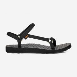 Sandały turystyczne damskie Teva Original Universal Slim. Czarne sandały Teva, bez wzorów, bez obcasa, bez zapięcia. Za 229.99 zł.