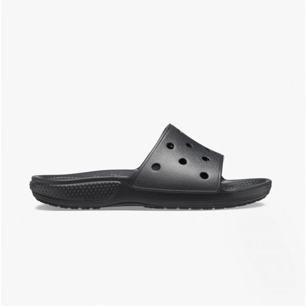 Klapki basenowe Crocs Classic Slide. Czarne klapki Crocs, bez wzorów, bez obcasa. Za 109.99 zł.