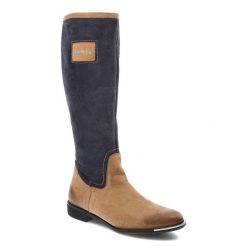Granatowo Brązowe Kozaki Chebello Damskie Stylowe Obuwie. Brązowe kozaki CheBello, na jesień, z nubiku, bez obcasa, bez zapięcia. Za 339.00 zł.