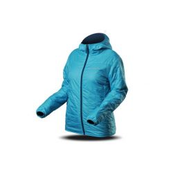 Kurtka Trimm DOUBLE LADY. Niebieskie kurtki sportowe TRIMM, bez wzorów, z kapturem, trekkingowe. W wyprzedaży za 280.00 zł.