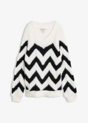 Sweter. Białe swetry bonprix, bez wzorów, bez ramiączek. Za 129.99 zł.