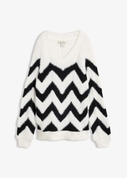 Sweter. Białe swetry bonprix, bez wzorów, bez ramiączek. Za 129.99 zł.