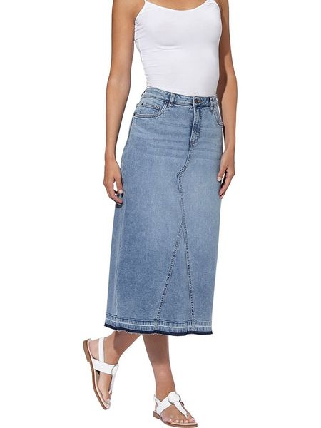 Heine Spódnica dżinsowa w kolorze błękitnym rozmiar: 48. Niebieskie spódnice Heine, na co dzień, bez wzorów, klasyczne, midi, proste. Za 112.45 zł.