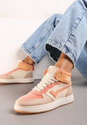 Pomarańczowe Sneakersy Zoiido. Brązowe obuwie sportowe Born2be, z jeansu, za kostkę, bez zapięcia. Za 44.99 zł.