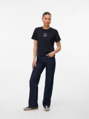 Vero Moda Koszulka w kolorze czarnym rozmiar: XL. Czarne bluzki Vero Moda, xl, bez wzorów, z bawełny, bez kołnierzyka, bez ramiączek. Za 52.79 zł.