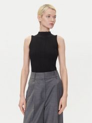 HUGO Bluzka Sarepilk 50542597 Czarny Slim Fit. Czarne bluzki Hugo, xxl, bez wzorów, z wiskozy, bez kołnierzyka, bez ramiączek. Za 379.99 zł.