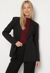 Czarna Taliowana Marynarka VICES z Usztywnionymi Ramionami Aravita. Czarne marynarki i żakiety Born2be, l, bez wzorów, eleganckie. Za 179.99 zł.