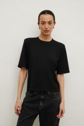 Elastyczny tshirt z PODUSZKAMI w kolorze BLACK- NONCHALANT -XL. Czarne t-shirty Marsala, m, bez wzorów, z elastanu, bez kołnierzyka, bez ramiączek. Za 129.90 zł.