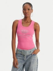 Juicy Couture Top Gothic Crown JCBLV126807 Różowy Slim Fit. Czerwone topy Juicy Couture, m, bez wzorów, z bawełny, bez kołnierzyka, bez ramiączek. Za 199.99 zł.