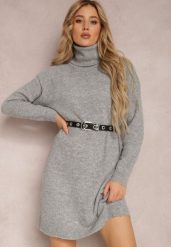 Szara Sukienka Milana. Szare sukienki Renee, bez wzorów, z dzianiny, bez kołnierzyka, bez ramiączek, mini. Za 119.99 zł.