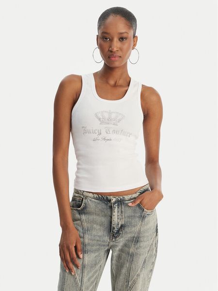Juicy Couture Top Gothic Crown JCBLV126807 Biały Slim Fit. Białe topy Juicy Couture, m, bez wzorów, z bawełny, bez kołnierzyka, bez ramiączek. Za 90.99 zł.