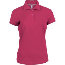 Polo damski z krótkim rękawem Kariban. Czerwone koszulki polo KARIBAN, bez wzorów, z bawełny, bez kołnierzyka, bez ramiączek. Za 129.50 zł.