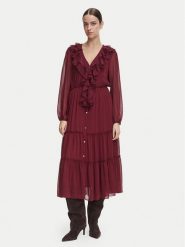 Morgan Sukienka codzienna 261-ROMANCE Bordowy Regular Fit. Czerwone sukienki Morgan, na co dzień, bez wzorów, z syntetyku, bez kołnierzyka, bez ramiączek, proste. Za 479.99 zł.