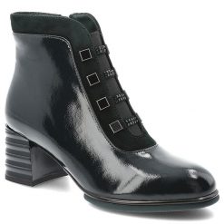 Zielone Botki S.Barski Lakierowane Obuwie Damskie. Zielone botki S.BARSKI, bez wzorów, z lakierowanej skóry, bez obcasa, na obcasie, bez zapięcia. Za 365.99 zł.