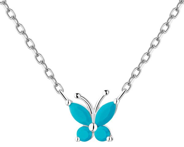 Naszyjnik srebrny z cyrkoniami - motyl. Szare naszyjniki Apart, z cyrkonią, srebrne. Za 149.00 zł.