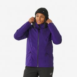 Kurtka narciarska i snowboardowa damska Quechua 500. Czarne kurtki narciarskie WED'ZE, xs, bez wzorów, z materiału, bez kaptura, narciarskie. Za 399.99 zł.