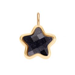 Zawieszka Mini Icons gwiazdka z czarnym brokatowym kryształem, pozłacana. Czarne bransoletki Lilou, pozłacane. Za 99.00 zł.