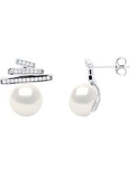 Pearline Srebrne kolczyki-wkrętki z perłami rozmiar: onesize. Białe kolczyki Pearline, z cyrkonią, srebrne. Za 195.77 zł.