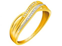 Pierścionek z żółtego złota z diamentami - 0,04 ct - próba 585. Żółte pierścionki Apart, z diamentem, złote. Za 2,690.00 zł.