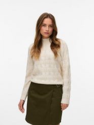 Vero Moda Sweter w kolorze kremowym rozmiar: XS. Brązowe swetry Vero Moda, s, bez wzorów, z materiału, bez ramiączek. Za 82.99 zł.