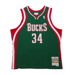 Koszulka NBA Milwaukee Bucks Giannis Antetokounmpo 2013/14. Zielone bluzki Mitchell & Ness, bez wzorów, sportowe, bez kołnierzyka, bez ramiączek. Za 513.50 zł.
