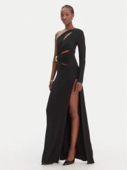 Elisabetta Franchi Sukienka wieczorowa AB-R25-61E2-V690 Czarny Regular Fit. Czarne sukienki Elisabetta Franchi, bez wzorów, z syntetyku, wizytowe, bez kołnierzyka, bez ramiączek. Za 2,939.00 zł.