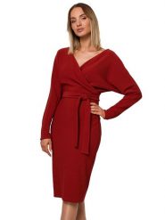 Made of emotion Sukienka w kolorze czerwonym rozmiar: S. Czerwone sukienki Made Of Emotion, s, bez wzorów, bez kołnierzyka, bez ramiączek, maxi, kopertowe. Za 131.43 zł.