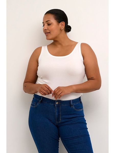 KAFFE curve Top w kolorze białym rozmiar: S. Białe topy KAFFE curve, s, bez wzorów, bez kołnierzyka, bez ramiączek. Za 56.79 zł.