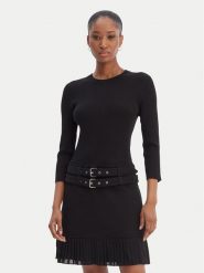 Morgan Sukienka dzianinowa 261-RANOS Czarny Slim Fit. Czarne sukienki Morgan, bez wzorów, z dzianiny, bez kołnierzyka, bez ramiączek. Za 429.99 zł.