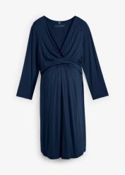 Sukienka ciążowa i do karmienia 2 w 1, z wiskozy ze stretchem. Niebieskie sukienki bonprix, bez wzorów, z wiskozy, bez kołnierzyka, moda ciążowa, bez ramiączek. Za 124.99 zł.