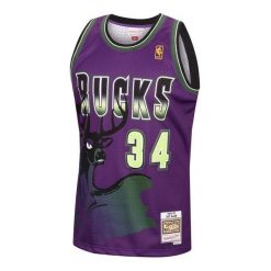 Koszulka NBA Milwaukee Bucks Ray Allen. Fioletowe bluzki Mitchell & Ness, bez wzorów, sportowe, bez kołnierzyka, bez ramiączek. Za 494.00 zł.