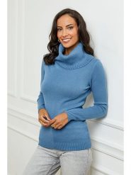 Soft Cashmere Golf w kolorze niebieskim rozmiar: 38/40. Niebieskie golfy Soft Cashmere, bez wzorów, z kaszmiru, bez ramiączek. Za 133.95 zł.