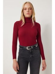 Happiness Istanbul Golf w kolorze czerwonym rozmiar: 42. Czerwone golfy Happiness Istanbul, bez wzorów, prążkowane, bez ramiączek. Za 60.99 zł.